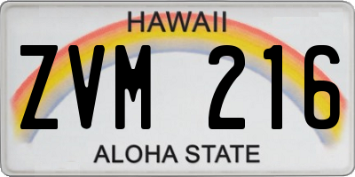 HI license plate ZVM216