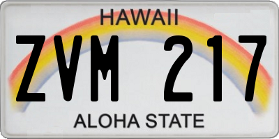 HI license plate ZVM217