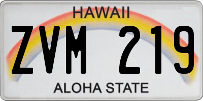 HI license plate ZVM219