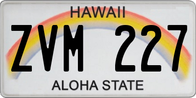 HI license plate ZVM227