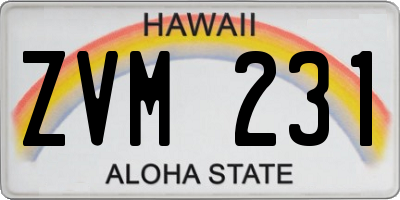 HI license plate ZVM231