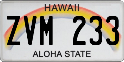 HI license plate ZVM233