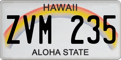 HI license plate ZVM235