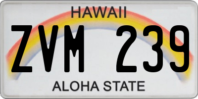 HI license plate ZVM239