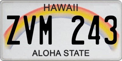 HI license plate ZVM243
