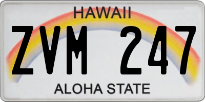 HI license plate ZVM247