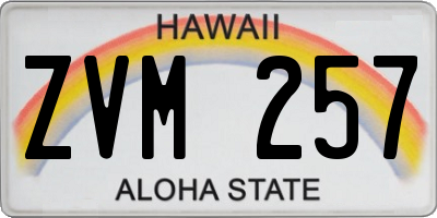 HI license plate ZVM257