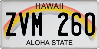 HI license plate ZVM260