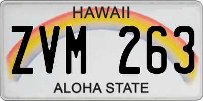HI license plate ZVM263