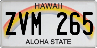 HI license plate ZVM265