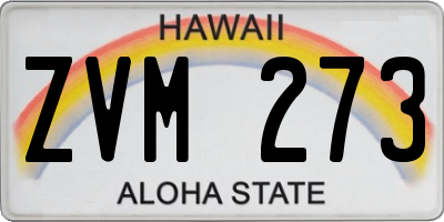 HI license plate ZVM273