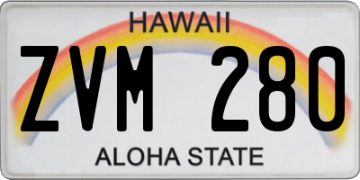 HI license plate ZVM280