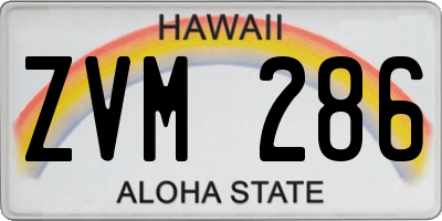 HI license plate ZVM286