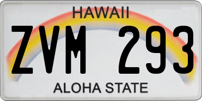 HI license plate ZVM293