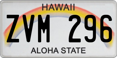 HI license plate ZVM296