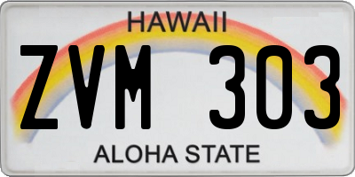 HI license plate ZVM303