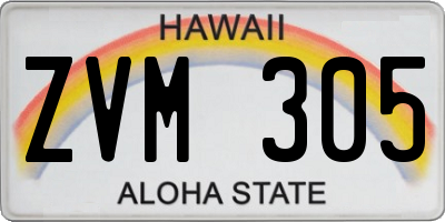HI license plate ZVM305