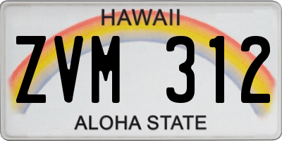 HI license plate ZVM312