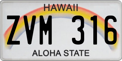 HI license plate ZVM316