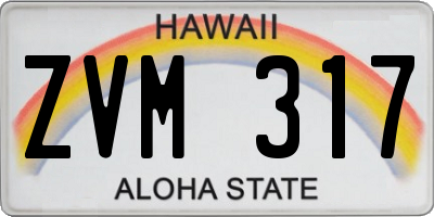 HI license plate ZVM317