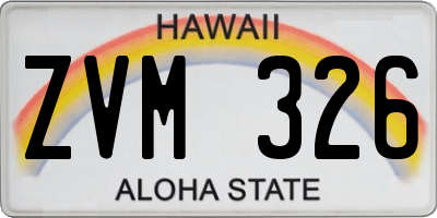 HI license plate ZVM326