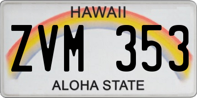 HI license plate ZVM353