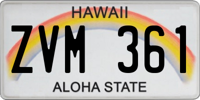 HI license plate ZVM361