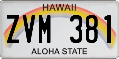 HI license plate ZVM381