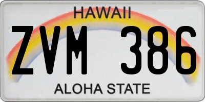HI license plate ZVM386