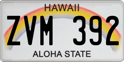 HI license plate ZVM392