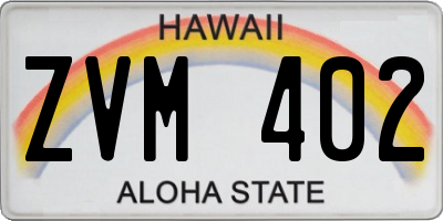 HI license plate ZVM402