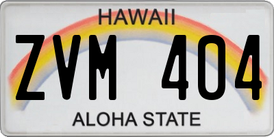 HI license plate ZVM404