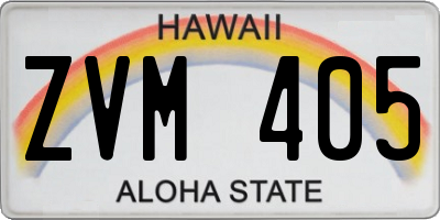 HI license plate ZVM405