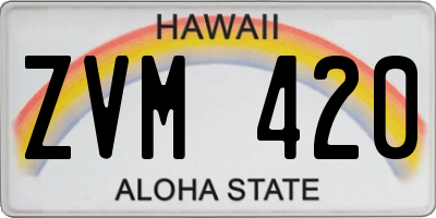HI license plate ZVM420