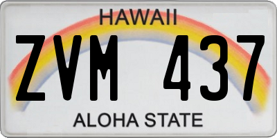 HI license plate ZVM437
