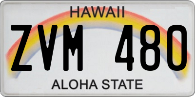 HI license plate ZVM480
