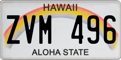 HI license plate ZVM496