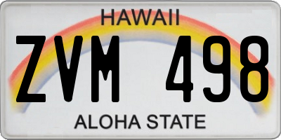 HI license plate ZVM498
