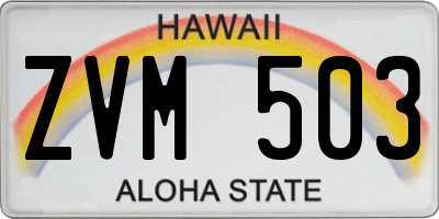 HI license plate ZVM503