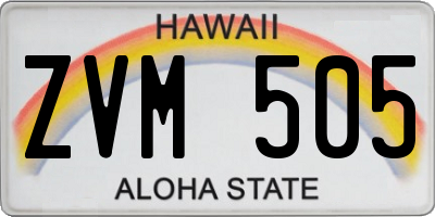 HI license plate ZVM505