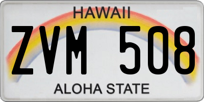 HI license plate ZVM508
