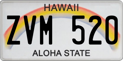 HI license plate ZVM520