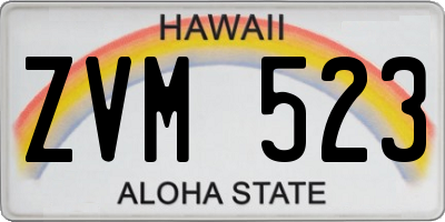 HI license plate ZVM523