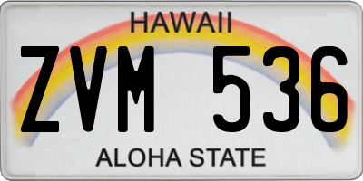 HI license plate ZVM536