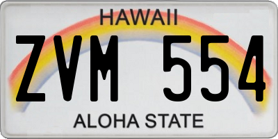 HI license plate ZVM554