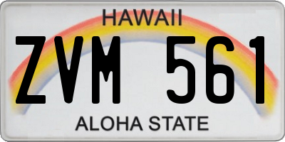 HI license plate ZVM561