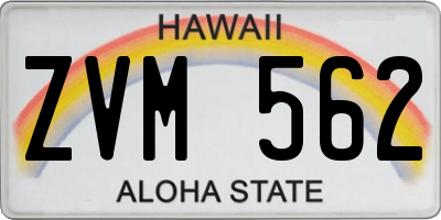 HI license plate ZVM562