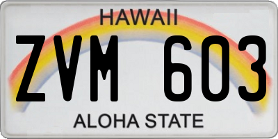 HI license plate ZVM603