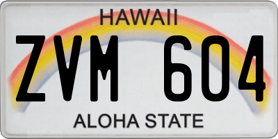 HI license plate ZVM604