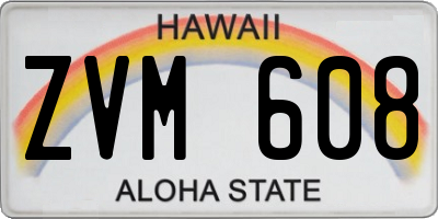 HI license plate ZVM608
